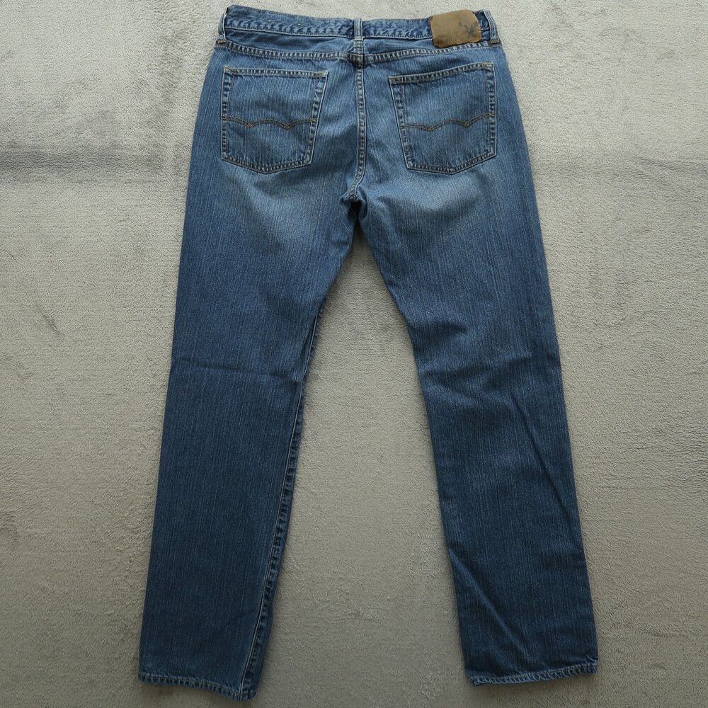 American Eagle Jeans Mens Size 33x34 Blue Original Straight 100% Cotton Denim - Picture 9 of 16